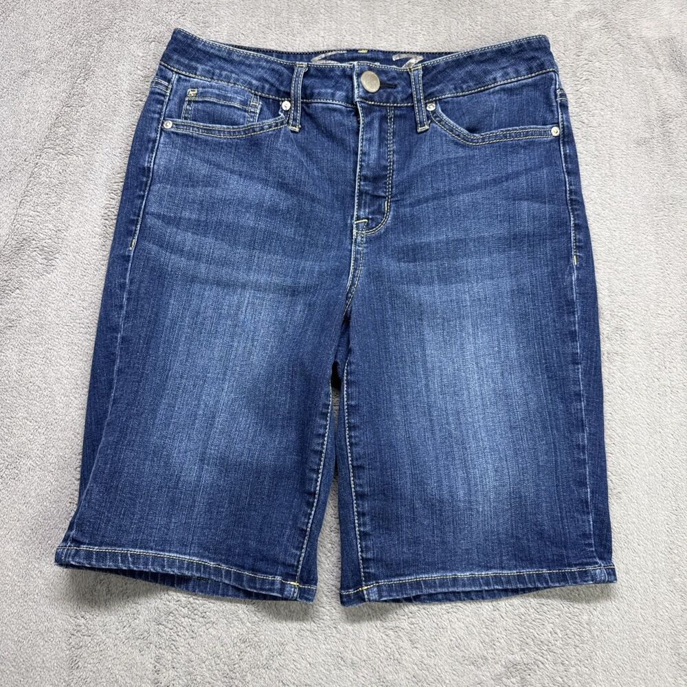 Seven7 Women's Bermuda Jean Shorts Dark Wash Size 8 Blue